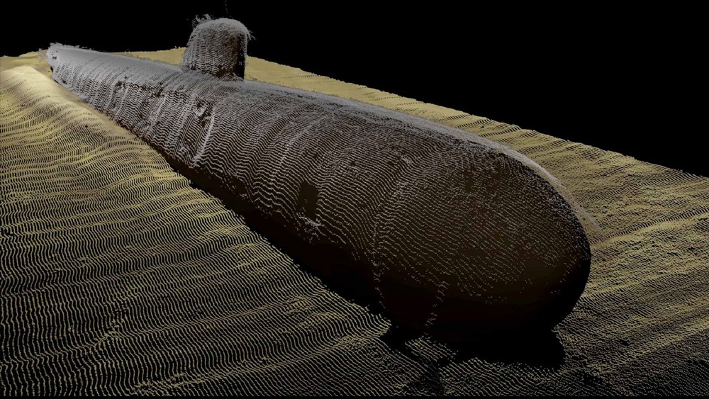 3D модель АПЛ Б-159, полученная благодаря акустическому сканированию многолучевым сонаром высокого разрешения ADUS SEABAT