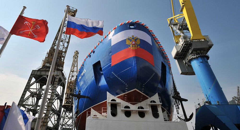 Строящийся ледокол "Арктика" на Балтийском заводе