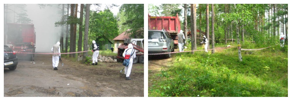 Имитация дорожно-транспортного происшествия с участием автотранспорта, перевозящего радиоактивные материалы