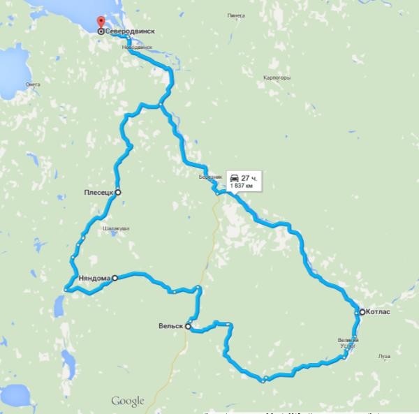 Карта планируемого автопробега