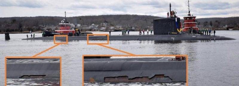 Повреждения покрытия на видимой части корпуса субмарины