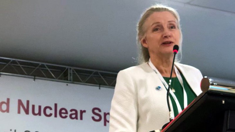 Агнета Райзинг выступает на конференции World Nuclear Spotlight, Бразилия, апрель 2019 г.