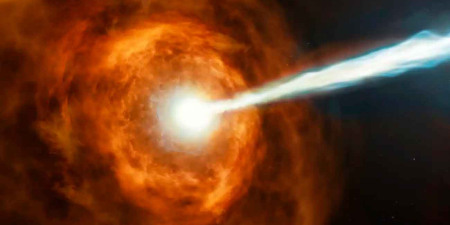 Джет, испускаемый умирающей звездой, в представлении художника